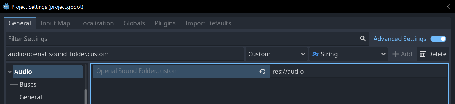 Project Settings > Audio settings